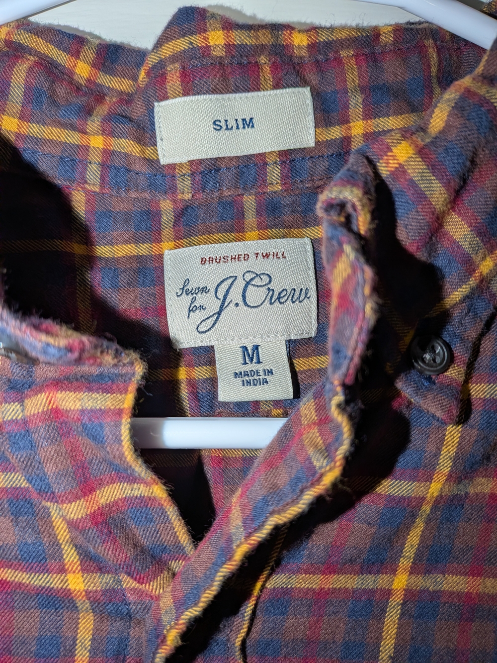 J. Crew Men’s Plaid Button-Down Shirt in Navy, Red, Yellow - Picture 2 of 5